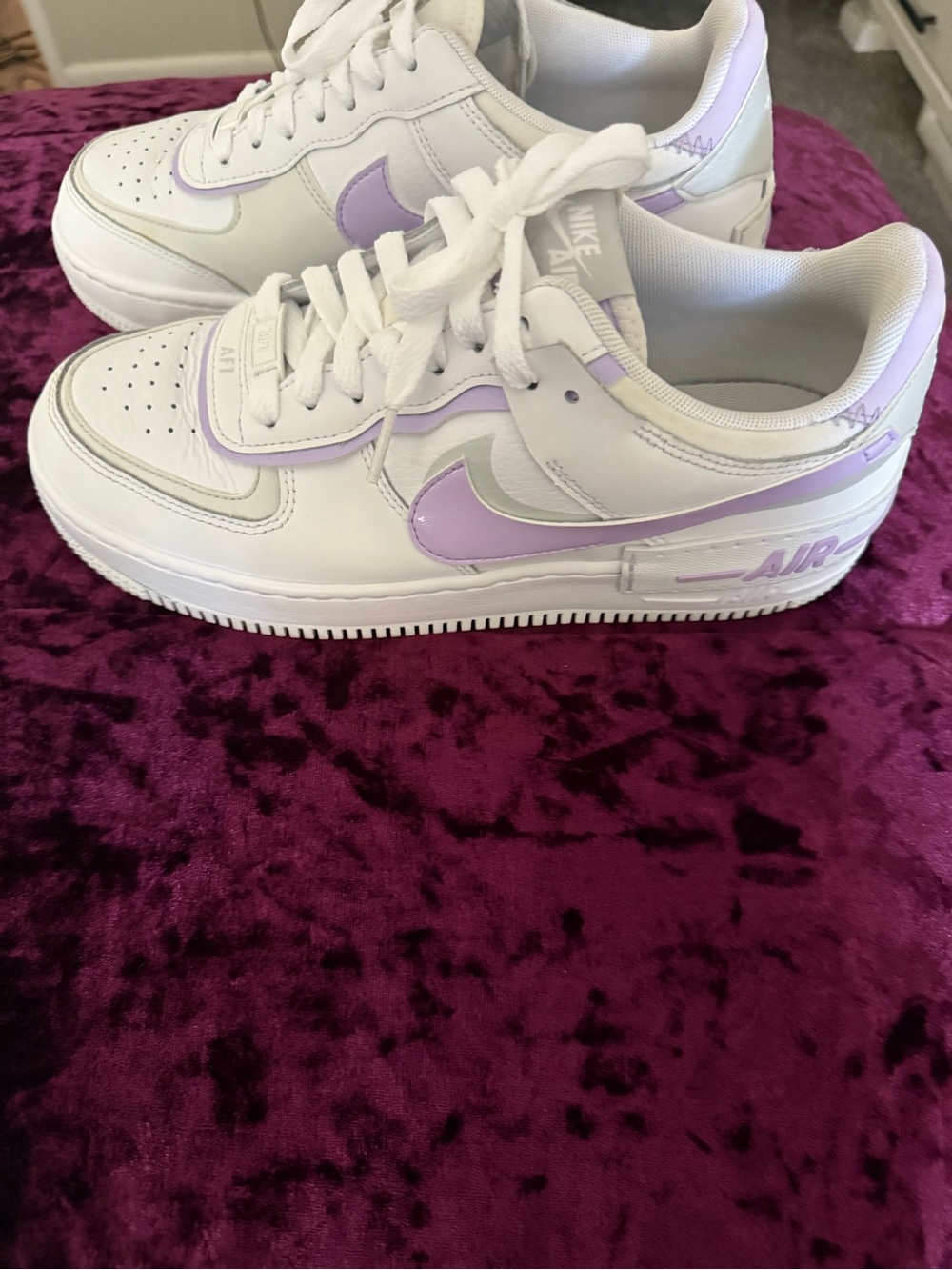 Women's White Sneakers with Lavender Accent - Picture 3 of 3